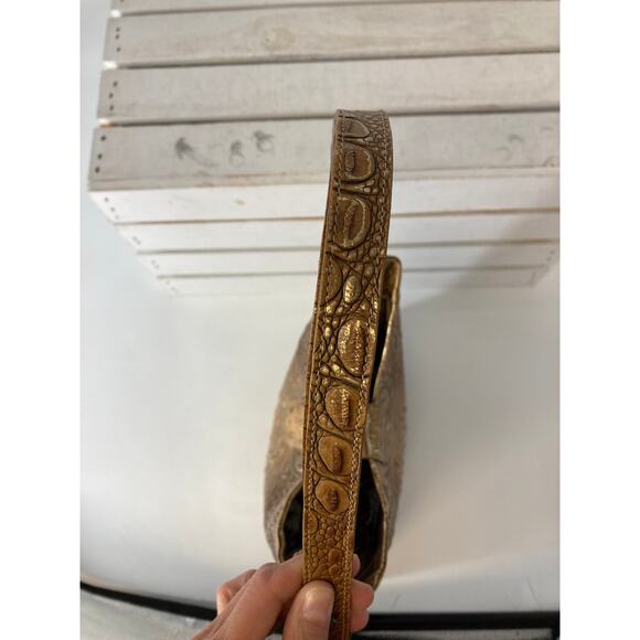 BRAHMIN BROWN AND GOLD SHIMMER CROCK LEATHER SHOULER BAG - Picture 12 of 16